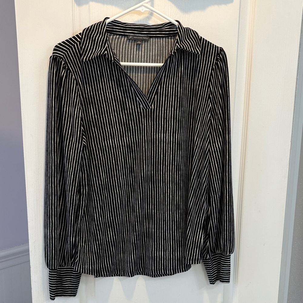 Adrianna Papell Black and White Striped Blouse